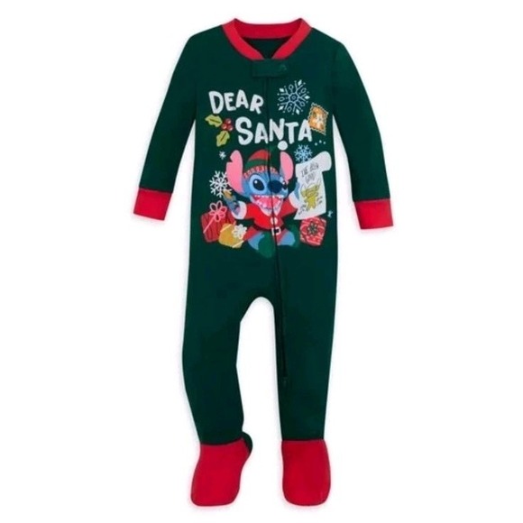 Disney Baby New Born Dear Santa "Lilo and Stitch" Footie Pajamas zipper NWT 6-9m - Picture 1 of 8